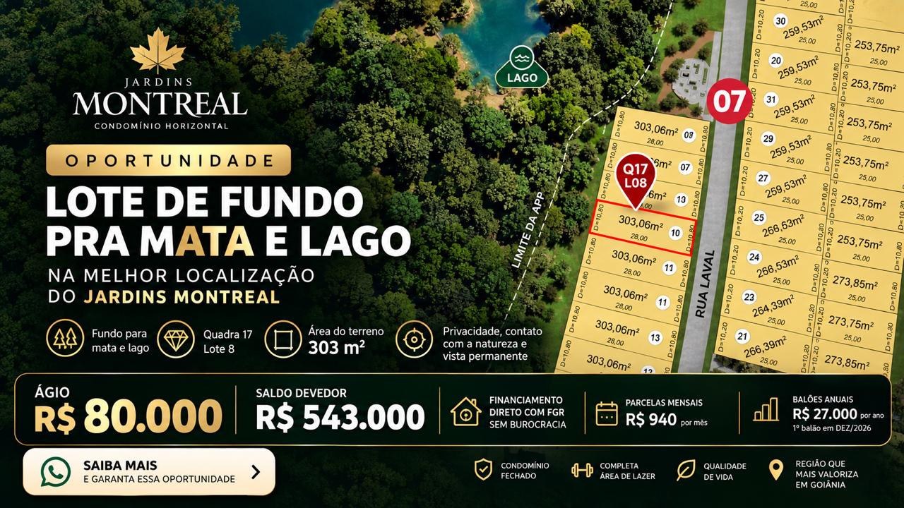 Ágio - Jardins Montreal - Lote QD 17 08 - 303m
